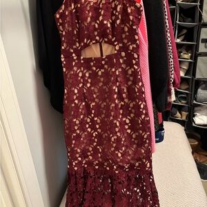 Elegant Burgundy Lace Dress